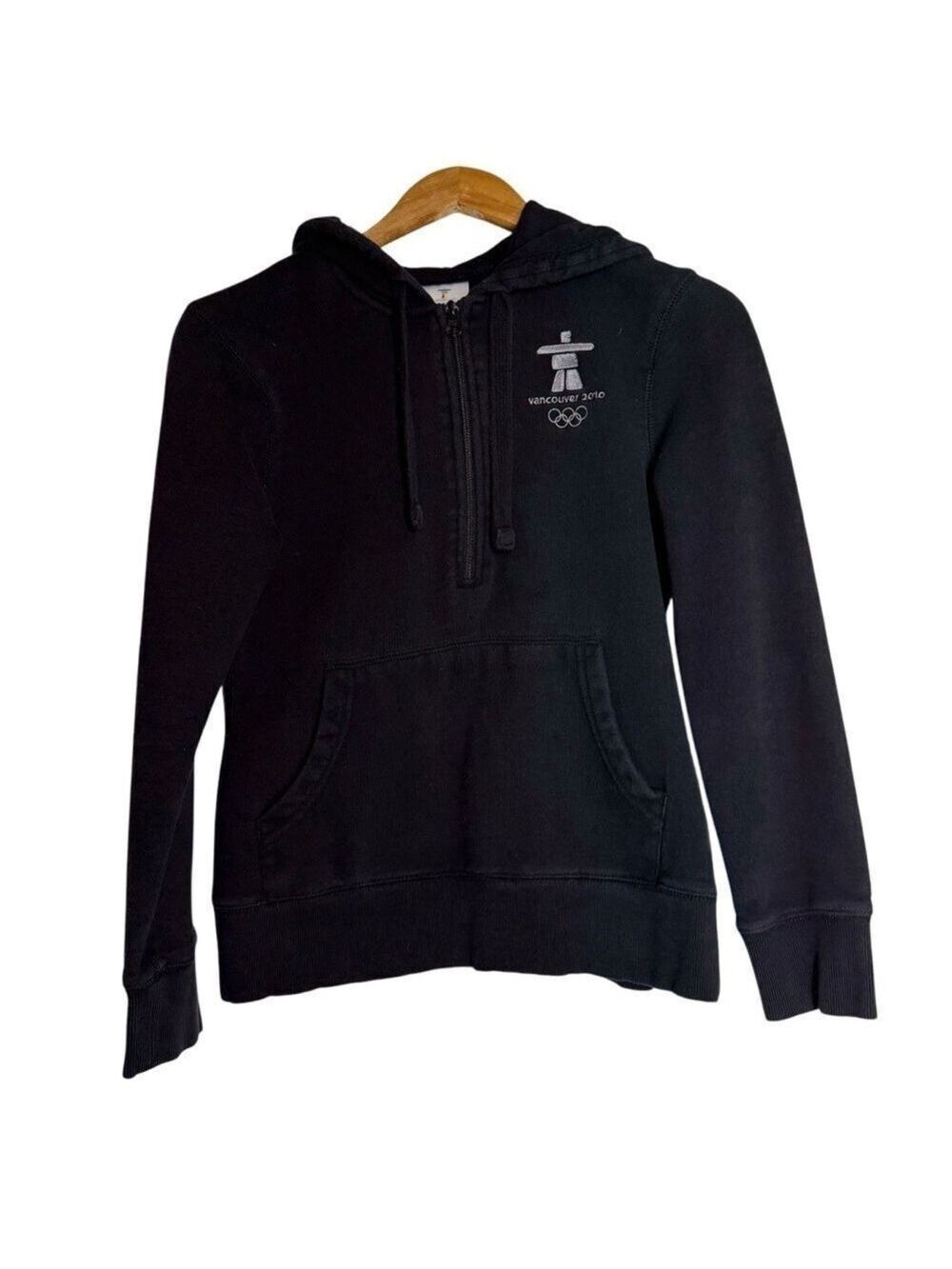 Olympic 2010 Vancouver 3/4 Zip Hoody Sweatshirt Black Womens XS